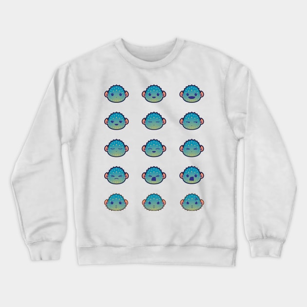 The Many Faces of a Pufferfish Crewneck Sweatshirt by zarya_kiqo